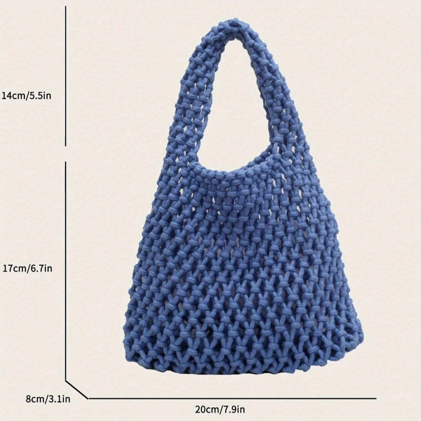 Women's Woven Mesh Beach Tote Bag - Lightweight Polyester Shoulder Bag with Fixed Strap Design, Open Top for Vacation, Casual Outings, and Travel; Versatile Everyday Commuter Bag with Textured Knit Feel