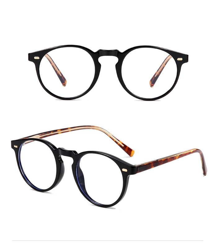 Anti-blue Light Rivet Frame Round Prescription Glasses For The Nearsighted TR90 Student Myopia Spectacles  0 -0.5 -0.75 To -6.0
