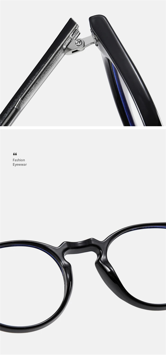 Anti-blue Light Rivet Frame Round Prescription Glasses For The Nearsighted TR90 Student Myopia Spectacles  0 -0.5 -0.75 To -6.0