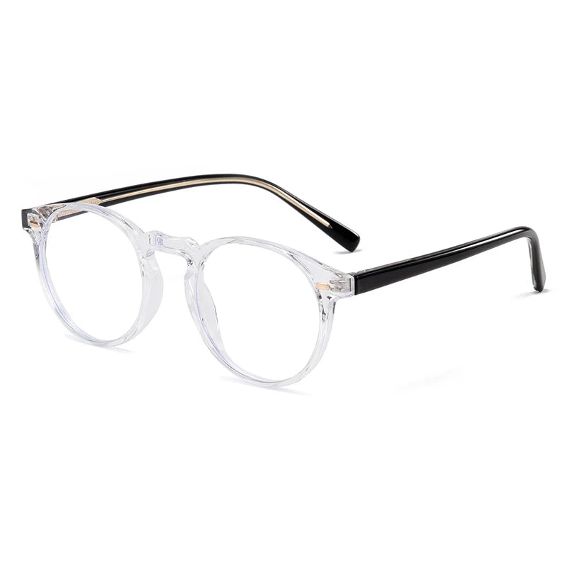 Anti-blue Light Rivet Frame Round Prescription Glasses For The Nearsighted TR90 Student Myopia Spectacles  0 -0.5 -0.75 To -6.0
