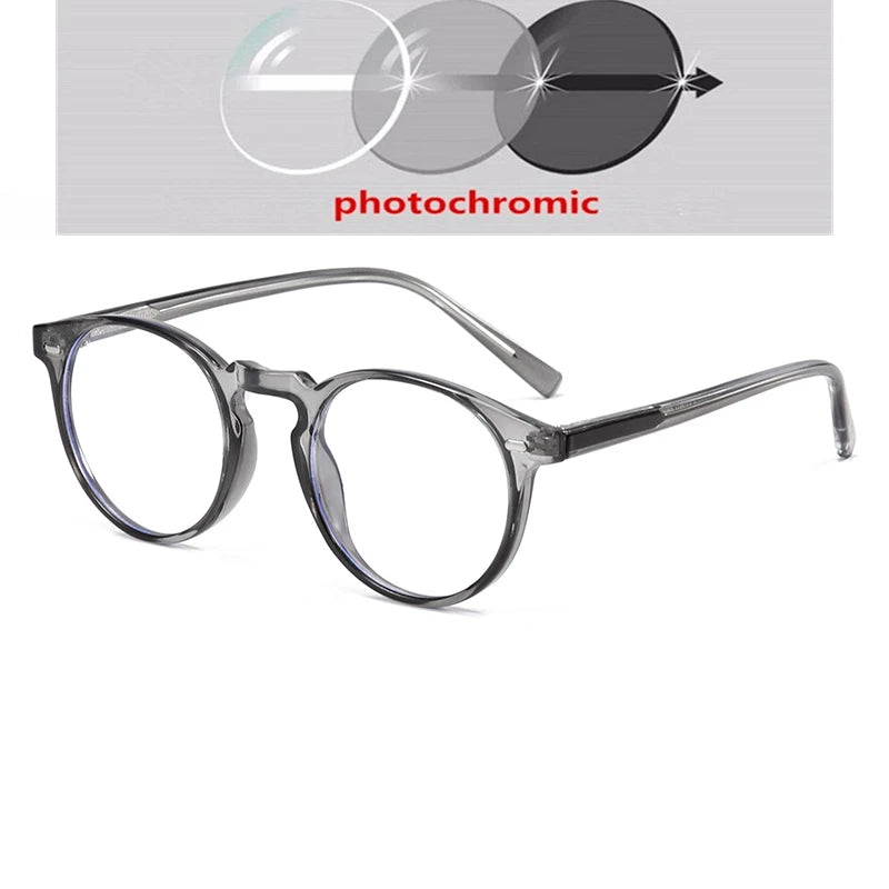 Anti-blue Light Rivet Frame Round Prescription Glasses For The Nearsighted TR90 Student Myopia Spectacles  0 -0.5 -0.75 To -6.0