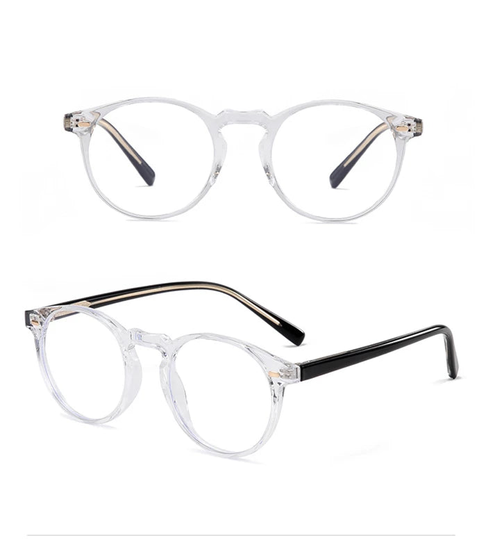 Anti-blue Light Rivet Frame Round Prescription Glasses For The Nearsighted TR90 Student Myopia Spectacles  0 -0.5 -0.75 To -6.0