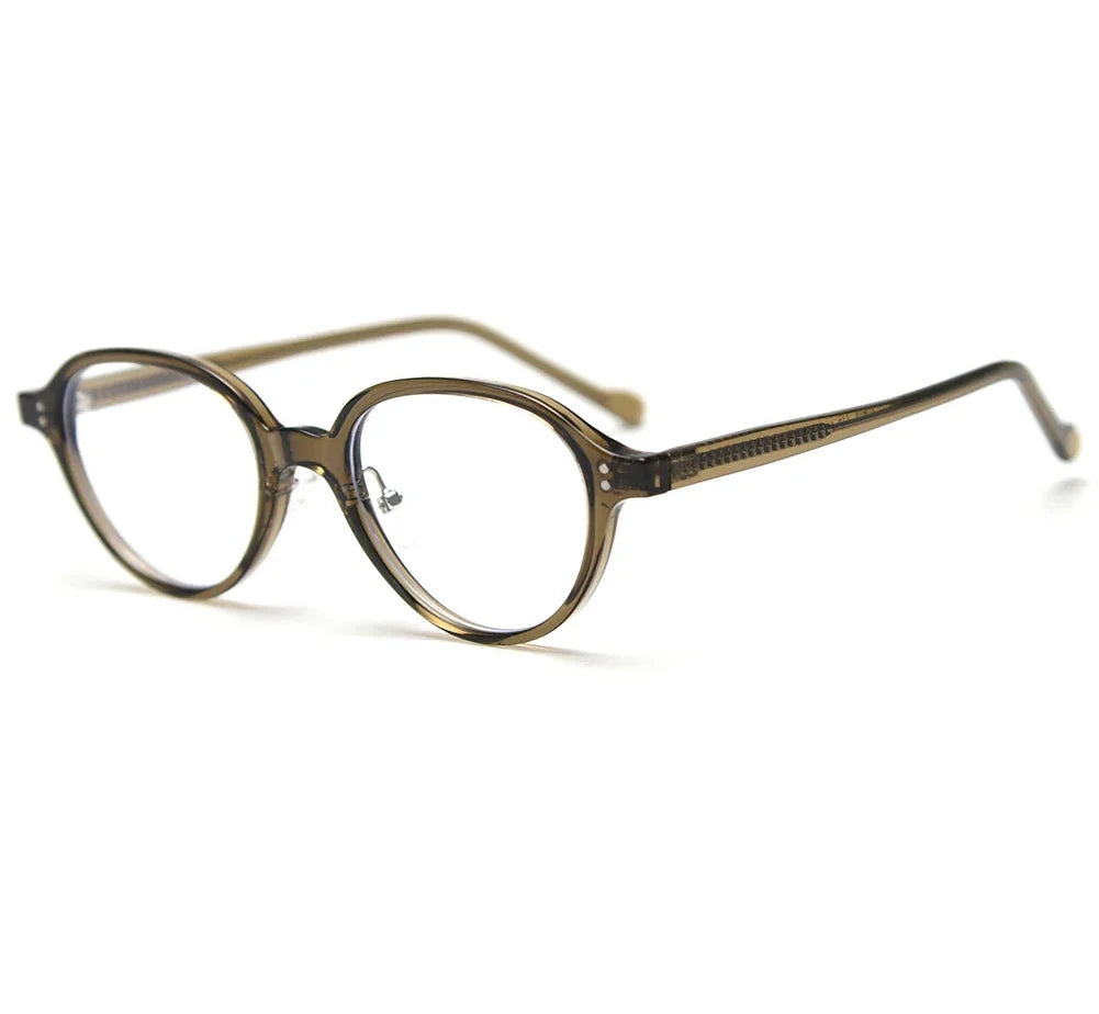 Lumo 06 – Montura ovalada minimalista en TR90 y acetato. Versatilidad sin esfuerzo. Diseño limpio y funcional, perfecta para quienes valoran lo simple y duradero. Su estructura combina ace
