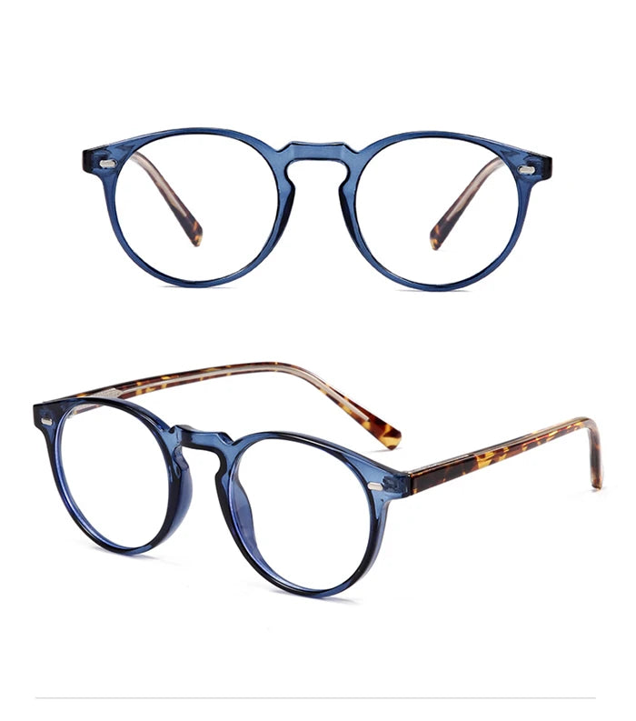 Anti-blue Light Rivet Frame Round Prescription Glasses For The Nearsighted TR90 Student Myopia Spectacles  0 -0.5 -0.75 To -6.0