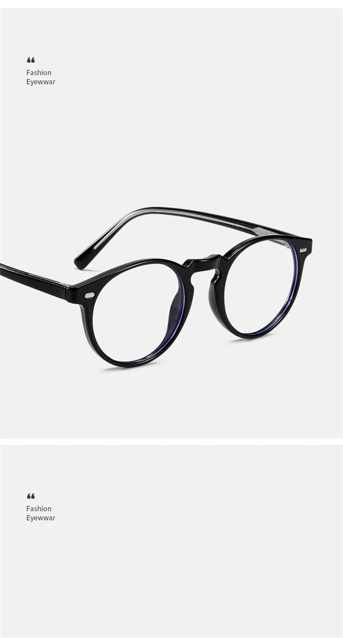 Anti-blue Light Rivet Frame Round Prescription Glasses For The Nearsighted TR90 Student Myopia Spectacles  0 -0.5 -0.75 To -6.0