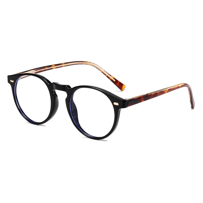 Anti-blue Light Rivet Frame Round Prescription Glasses For The Nearsighted TR90 Student Myopia Spectacles  0 -0.5 -0.75 To -6.0