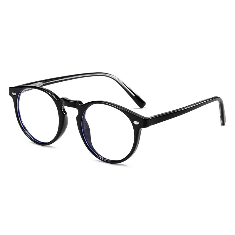 Anti-blue Light Rivet Frame Round Prescription Glasses For The Nearsighted TR90 Student Myopia Spectacles  0 -0.5 -0.75 To -6.0
