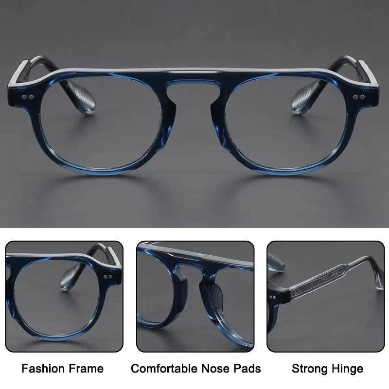 LUMO 3. Gafas de lectura antiluz azul para hombre y mujer, anteojos redondos Vintage para miopía, montura de gafas graduadas ópticas, gafas de marca de lujo -1