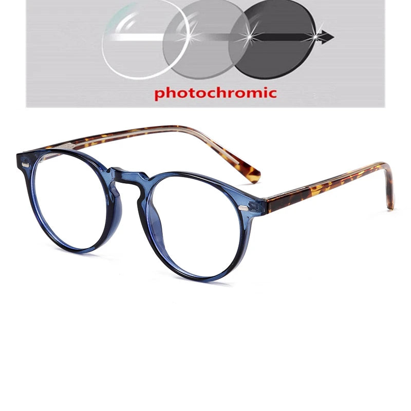 Anti-blue Light Rivet Frame Round Prescription Glasses For The Nearsighted TR90 Student Myopia Spectacles  0 -0.5 -0.75 To -6.0