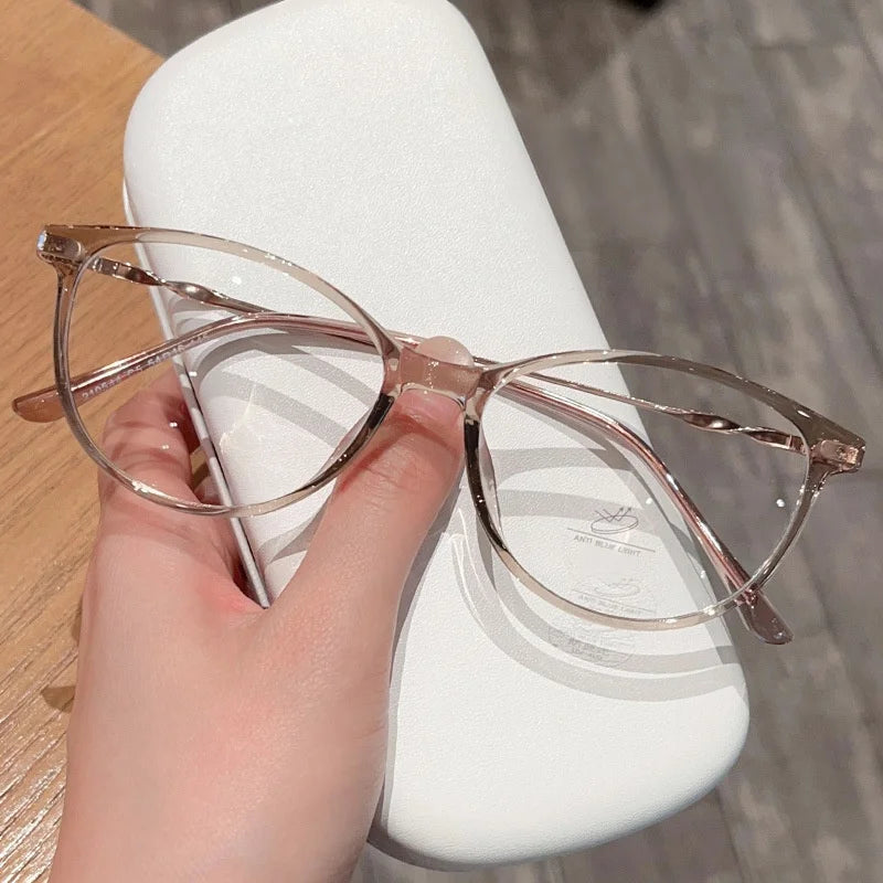 Nueva moda Retro gafas de ojo de gato ultraligeras TR90 gafas transparentes gafas graduadas ópticas montura de mujer 210544