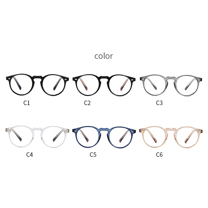 Anti-blue Light Rivet Frame Round Prescription Glasses For The Nearsighted TR90 Student Myopia Spectacles  0 -0.5 -0.75 To -6.0
