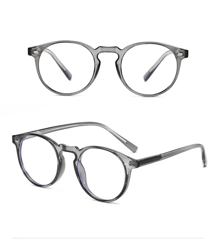 Anti-blue Light Rivet Frame Round Prescription Glasses For The Nearsighted TR90 Student Myopia Spectacles  0 -0.5 -0.75 To -6.0