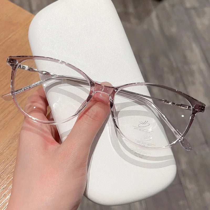 Nueva moda Retro gafas de ojo de gato ultraligeras TR90 gafas transparentes gafas graduadas ópticas montura de mujer 210544